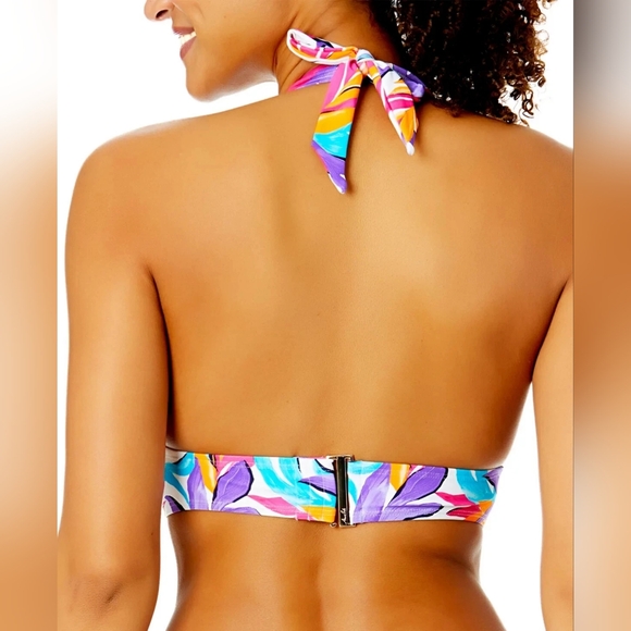 Anne Cole Marilyn Printed Halter Bikini Top Colorful D Cup New - Picture 2 of 2